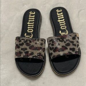 Juicy Couture Black and Brown Slide Sandals